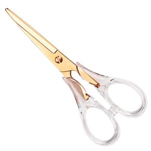 acrylic scissors,stylish scissors, stainless steel scissors with clear acrylic handle, stationery tool for office, home, school (rosegold)