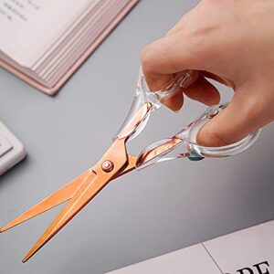 Acrylic Scissors,Stylish Scissors, Stainless Steel Scissors with Clear Acrylic Handle, Stationery Tool for Office, Home, School (Rosegold)