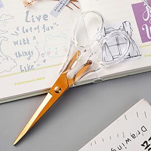 Acrylic Scissors,Stylish Scissors, Stainless Steel Scissors with Clear Acrylic Handle, Stationery Tool for Office, Home, School (Rosegold)