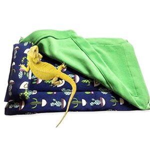 Bearded Dragon Bed with Pillow and Blanket, Reptile Accessories, Small Pet Animal Hide Habitat Shelter, Solf Fabric Warm Sleeping Bag with Cover for Bearded Dragon, Leopard Gecko, Lizard