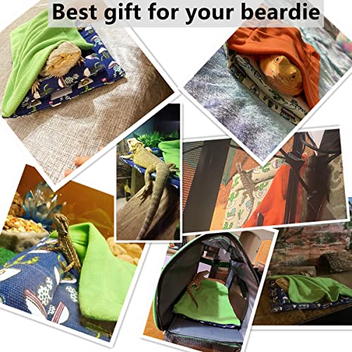 Bearded Dragon Bed with Pillow and Blanket, Reptile Accessories, Small Pet Animal Hide Habitat Shelter, Solf Fabric Warm Sleeping Bag with Cover for Bearded Dragon, Leopard Gecko, Lizard