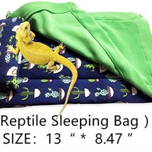 Bearded Dragon Bed with Pillow and Blanket, Reptile Accessories, Small Pet Animal Hide Habitat Shelter, Solf Fabric Warm Sleeping Bag with Cover for Bearded Dragon, Leopard Gecko, Lizard