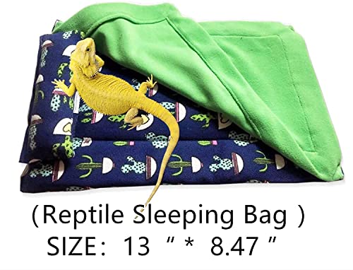 Bearded Dragon Bed with Pillow and Blanket, Reptile Accessories, Small Pet Animal Hide Habitat Shelter, Solf Fabric Warm Sleeping Bag with Cover for Bearded Dragon, Leopard Gecko, Lizard