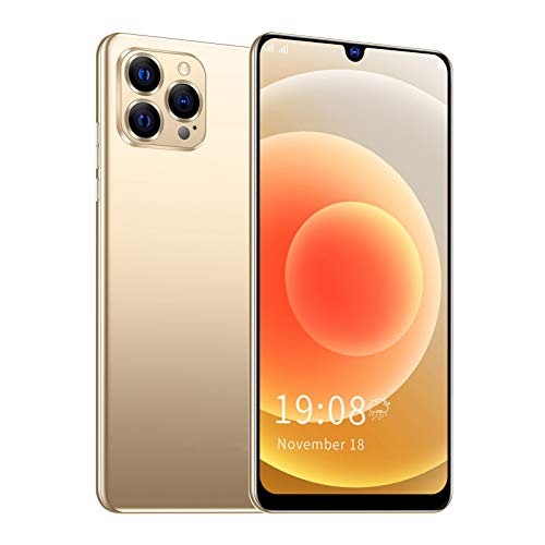 Jopwkuin IP12 PRO+ Unlocked Android Smartphone-Stylish 6.26Inch Bang Screen Cellphone 1+8GB Dual Card Dual Standby Smartphone Support for Memory Expansion, Android 8.1 (Gold)