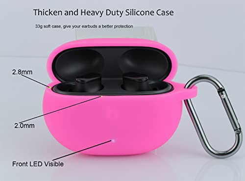 Pink Cover Case Replacement for Apple Beats Studio Buds 2021 New Wireless Earbuds, Silicone Skin Carrying Protective Protector Sleeve for Women, Girl Glow in Dark - LEFXMOPHY