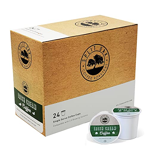 Irish Cream Coffee Compatible with Keurig K-Cup Brewers Single Serve 24 Count Gourmet Coffee from Split Oak Coffee Roasters Coffee Capsules 100% Arabica Medium Roast