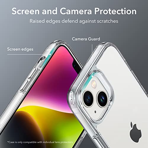 ESR for iPhone 14 Case/iPhone 13 Case, 3 Stand Modes, Military-Grade Drop Protection, Supports Wireless Charging, Slim Back Cover with Stand, Phone Case for iPhone 14/13, Metal Kickstand Case, Clear