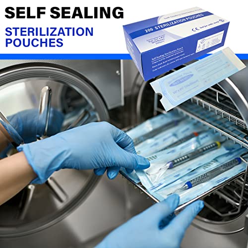 [200pcs] Self Seal Sterilization Pouches, Autoclave Pouches Adhesive Strips (6.5" x 3.5")