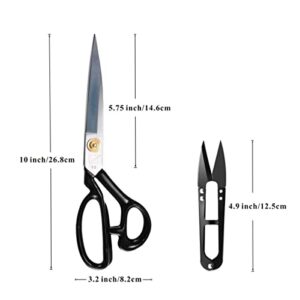 Left-Handed Sewing Fabric Scissors, 10 Inch Dressmaking Tailor's Shears-Electroplated Finishing High Carbon Steel Scissors for Crafting, Tailoring, Leather-Cutting(Thread Cutter INCL)