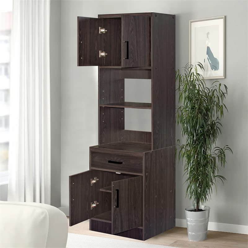 Better Home Products Shelby Tall Wooden Kitchen Pantry in Tobacco