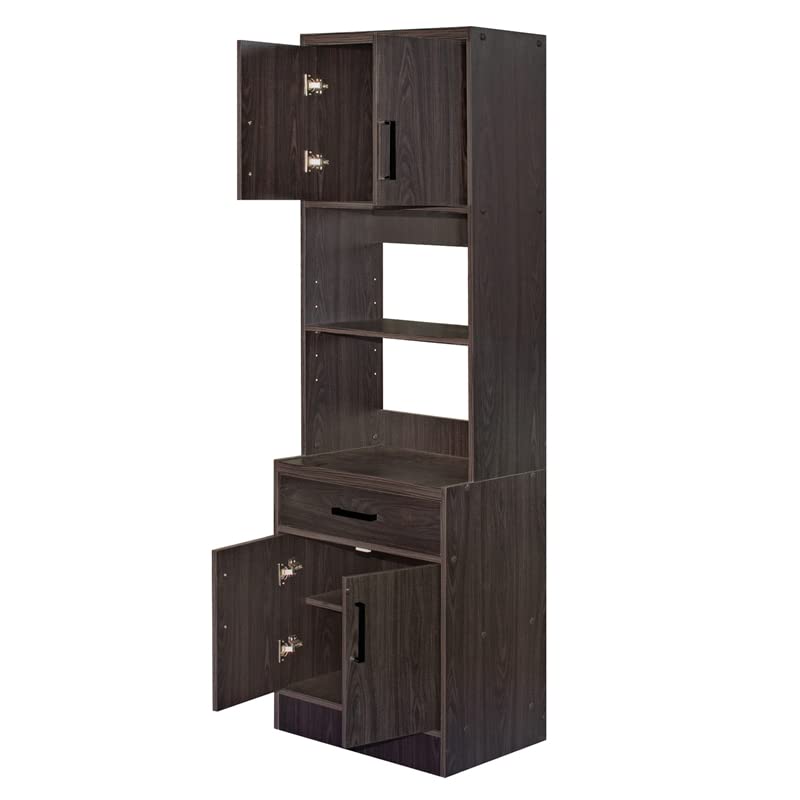 Better Home Products Shelby Tall Wooden Kitchen Pantry in Tobacco