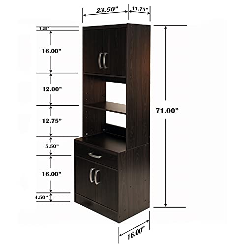 Better Home Products Shelby Tall Wooden Kitchen Pantry in Tobacco