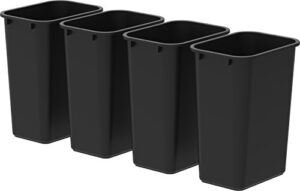 storex large 10.25 gallon trash bin – plastic garbage and waste bin for office and home, 15 x 11 x 20.75 inches, obsidian, 4-pack (00700a04c)