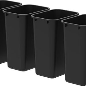 Storex Large 10.25 Gallon Trash Bin – Plastic Garbage and Waste Bin for Office and Home, 15 x 11 x 20.75 Inches, Obsidian, 4-Pack (00700A04C)