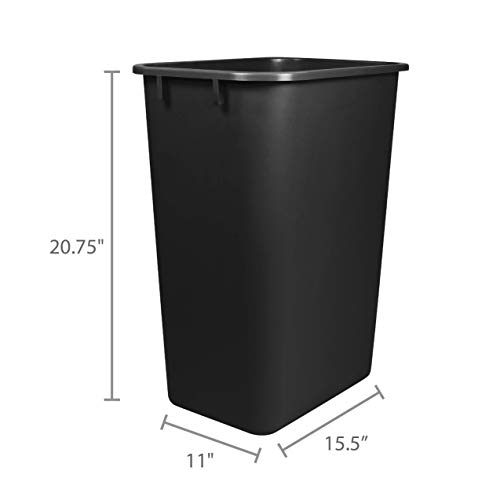 Storex Large 10.25 Gallon Trash Bin – Plastic Garbage and Waste Bin for Office and Home, 15 x 11 x 20.75 Inches, Obsidian, 4-Pack (00700A04C)