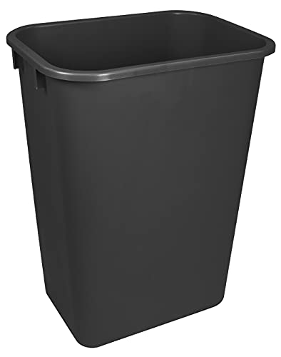 Storex Large 10.25 Gallon Trash Bin – Plastic Garbage and Waste Bin for Office and Home, 15 x 11 x 20.75 Inches, Obsidian, 4-Pack (00700A04C)