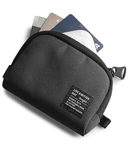 ringke mini pouch [half pocket] nylon carrying pouch small bag for airpods, galaxy buds, earphones, cards, id - black