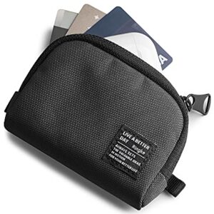 Ringke Mini Pouch [Half Pocket] Nylon Carrying Pouch Small Bag for AirPods, Galaxy Buds, Earphones, Cards, ID - Black