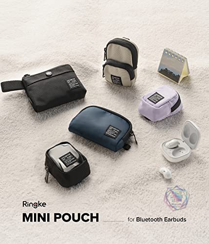 Ringke Mini Pouch [Half Pocket] Nylon Carrying Pouch Small Bag for AirPods, Galaxy Buds, Earphones, Cards, ID - Black