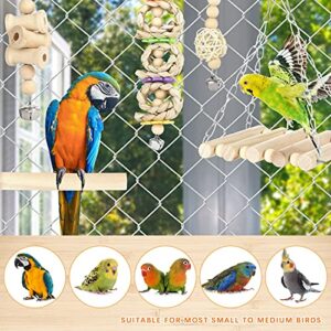 GWHOLE 8 PCS Bird Toys for Parakeets, Parrot Swing Chewing Hanging Standing Wooden Toys Bird Cage Accessories for Parrots Cockatiels Conures Budgies