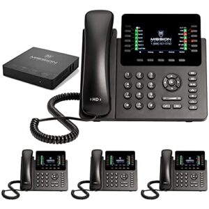 mission machines s-100 business phone system: advanced pack - auto attendant/voicemail, cell & remote phone extensions, call recording & mission machines phone service for 2 month (4 phone bundle)