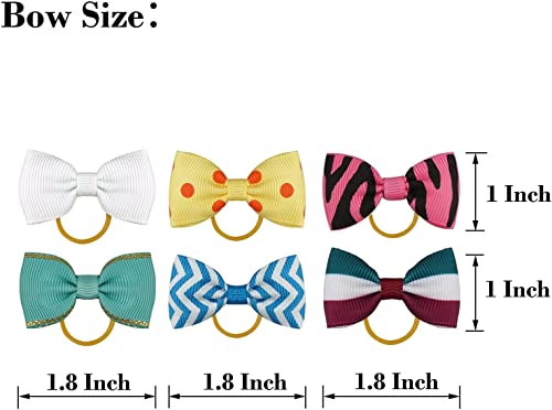 Yxiang 100PCS Dog Bows, Cute Dog Hair Bows Yorkie Puppy Bows with Rubber Band Pet Grooming Bows Colored Polka Dot Dog Hair Accessories for Small Dog - 50 Pairs