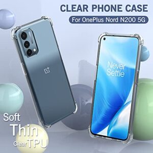 Foluu for OnePlus Nord N200 5G Case, for OnePlus Nord N200 5G 2021 Phone Case Clear, Scratch Resistant TPU Rubber Soft Skin Silicone Protective Cover for OnePlus Nord N200 5G 2021 (Crystal Clear)