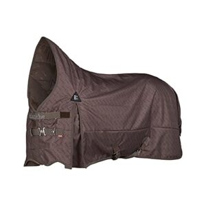 horze avalanche 1200d lightweight turnout blanket with fleece lining | waterproof horse rain sheet - chocolate chip brown/dark brown - 72 in