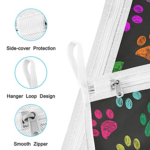 xigua Delicates Mesh Laundry Bag, Hand Drawn Colorful Paw Prints Wear-resistant and Durable Washing Bag storage bag for Protect Underwear Bras Socks Blouse-1 Large & 1 Medium