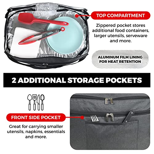 Slow Cooker Travel Bag for 6-8 Quart Pots | Locking Travel Bag with Secure Zip & Accessory Pocket | Insulated Carrier, Pot Holder Carrying Bags with Easy to Clean Inner Lining