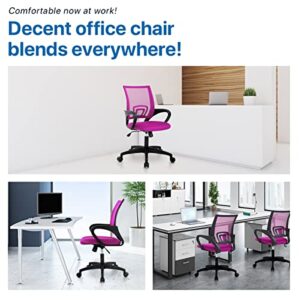 Hkeli Office Chair Mesh Ergonomic Task Chair Height Adjustable Mid Back Executive Chair Cheap Home Office Desk Chairs with Lumbar Support and Armrest (Pink)