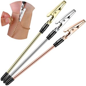 bracelet tool jewelry helper hand bracelet helpers fastening and hooking equipment for jewelry bracelet necklace watch clasps zipper valentine's gift 6.1 inch, gold silver and rose gold (3 pieces)