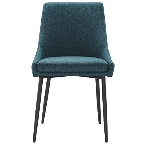 Modway Viscount Upholstered Fabric Side Dining Chairs Set of 2, Black Teal