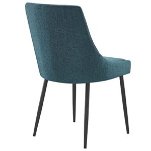 Modway Viscount Upholstered Fabric Side Dining Chairs Set of 2, Black Teal