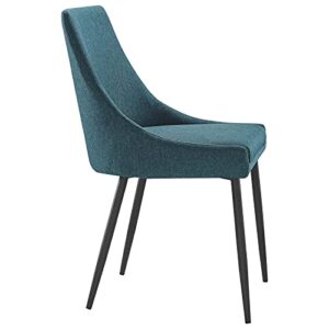 Modway Viscount Upholstered Fabric Side Dining Chairs Set of 2, Black Teal