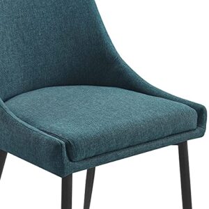 Modway Viscount Upholstered Fabric Side Dining Chairs Set of 2, Black Teal