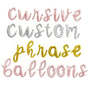 cursive letter balloons - custom script phrase 16" inch alphabet letters & numbers foil mylar balloon - create your own balloon banner