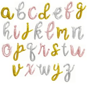 Cursive Letter Balloons - Custom Script Phrase 16" Inch Alphabet Letters & Numbers Foil Mylar Balloon - Create Your Own Balloon Banner