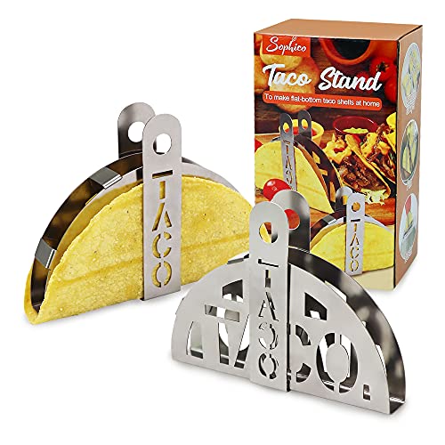 Sophico Stainless Steel Taco Shell Stands, Make Crispy Flat-Bottom Tacos Shells Mold for Toaster, Baking, Fryer or Air Frying, Upgrade Your Tacos (Tacos Shells Mold)