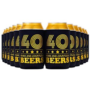 crisky 40th birthday can cooler happy 40th birthday decorations for men, can coolies beverage sleeve for 40 year old birthday gift ideas birthday party favors for him, 12 pack, black & gold