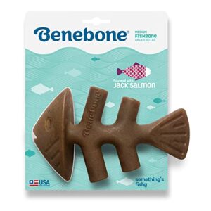 Benebone Fishbone Durable Dog Chew Toy for Aggressive Chewers, Real Fish, Made in USA, Medium