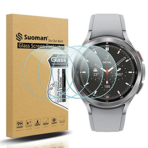 Suoman 4-Pack for Samsung Galaxy Watch 4 Classic 42mm Screen Protector, 2.5D 9H Hardness Tempered Glass Screen Protector for Galaxy Watch 4 Classic 42mm Smartwatch