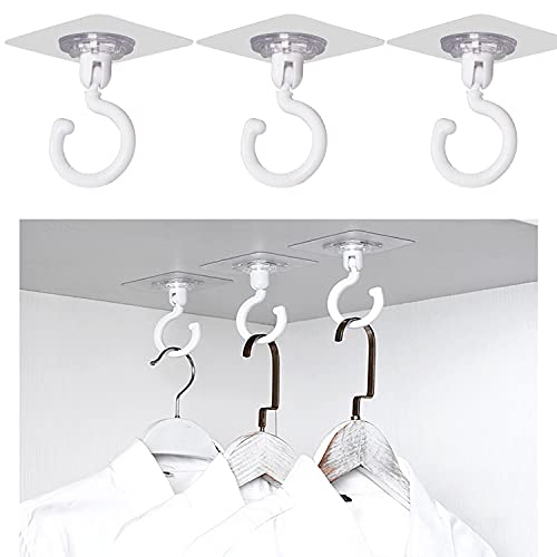 Akenhety Adhesive Wall Hook Heavy Duty Coat Hooks for Hanging Bag, Hat,Towel, Closet Clothes Hanger House Plant Hanger Kitchen Bathroom Bedroom Utility Hooks（6 Packs,White）