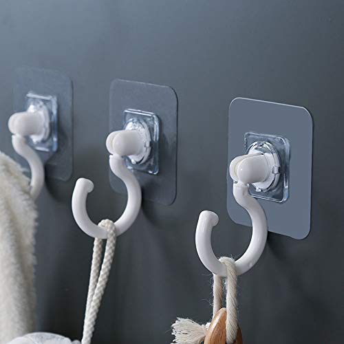 Akenhety Adhesive Wall Hook Heavy Duty Coat Hooks for Hanging Bag, Hat,Towel, Closet Clothes Hanger House Plant Hanger Kitchen Bathroom Bedroom Utility Hooks（6 Packs,White）