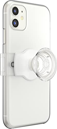 PopSockets: Phone Grip Slide for Phones and Cases, Sliding Phone Grip with Expanding Kickstand, Square Edges - White and Clear