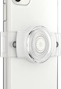 PopSockets: Phone Grip Slide for Phones and Cases, Sliding Phone Grip with Expanding Kickstand, Square Edges - White and Clear