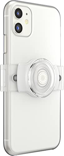 PopSockets: Phone Grip Slide for Phones and Cases, Sliding Phone Grip with Expanding Kickstand, Square Edges - White and Clear