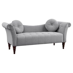 pemberly row 75" traditional fabric settee with 2 pillows in dove gray