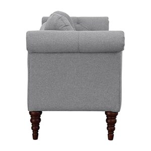 Pemberly Row 75" Traditional Fabric Settee with 2 Pillows in Dove Gray