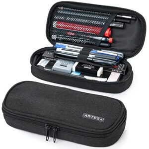 arteza pencil case, black pencil pouch with zipper closure, school supplies for students and teachers